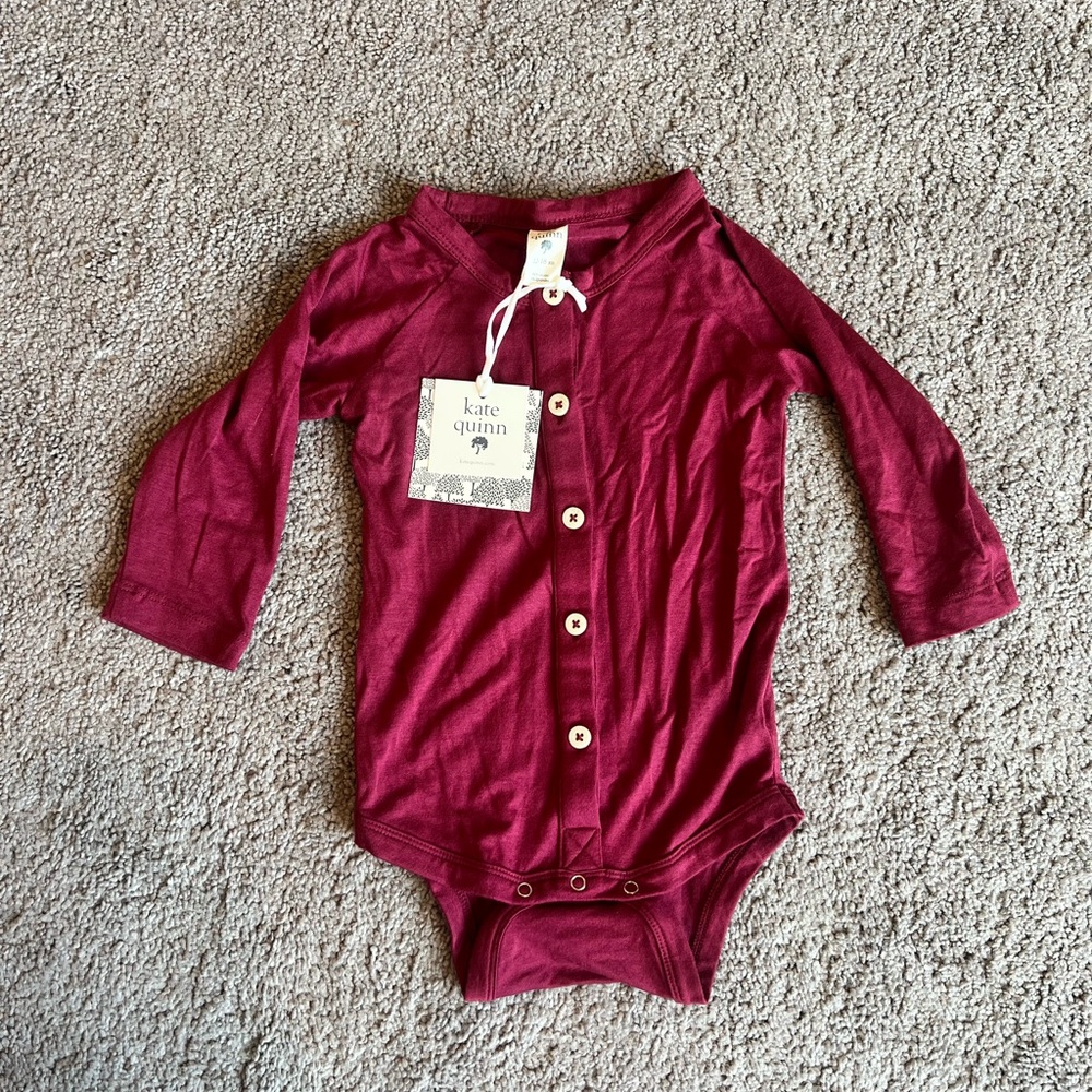 Kate Quinn Maroon Button-Up Bodysuit